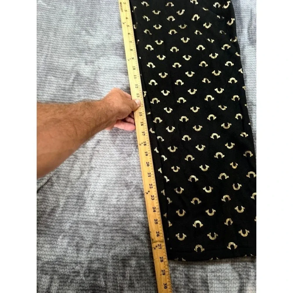 True Religion Mens Black Gold Horseshoe M‎ Lounge Pajama Pants Sleepwear 30X29